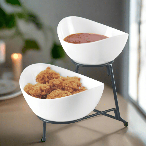 2 Tier Oval Servings Bowl BRILLIANT Porcelain BR0067