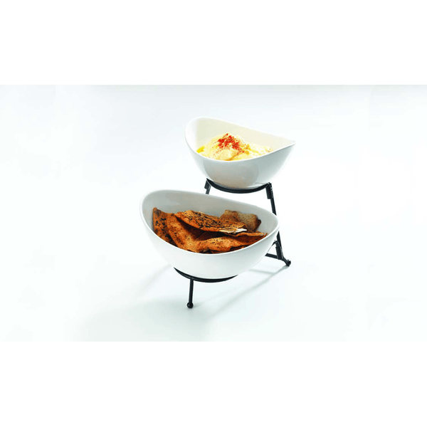 2 Tier Oval Servings Bowl BRILLIANT Porcelain BR0067