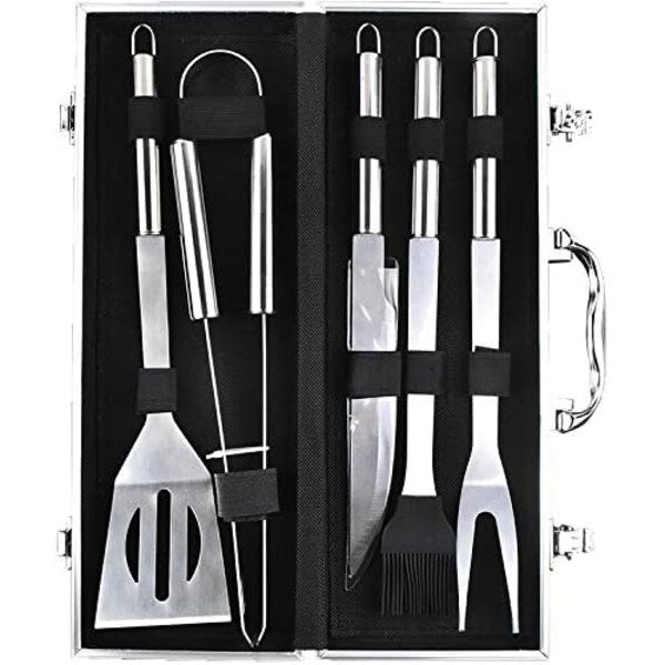 5-piece small handle BBQ barbecue set outdoor aluminum box barbecue tool (16780-9) 5Pcs BBQ Set HXB-28