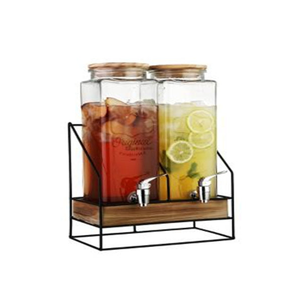 2340ml Drinks Dispenser wooden base + stand4pcs DANNY HOME SD-035