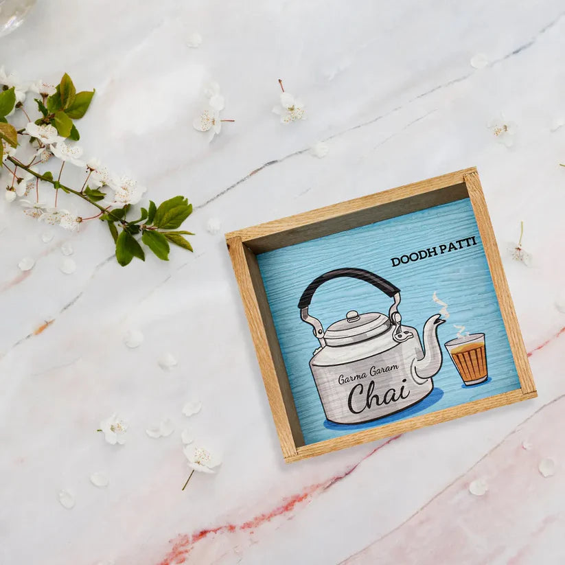 Doodh Patti Kettle Design Tray Royal