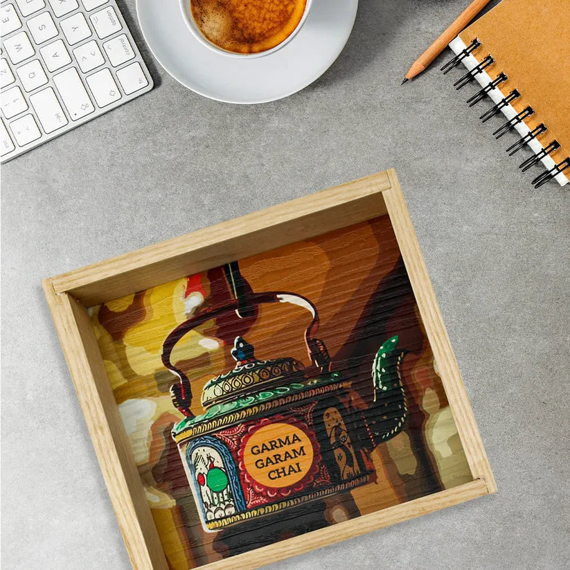 Garam Chai Kettle Art Tray Royal