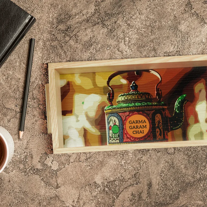 Garam Chai Kettle Art Tray Handle