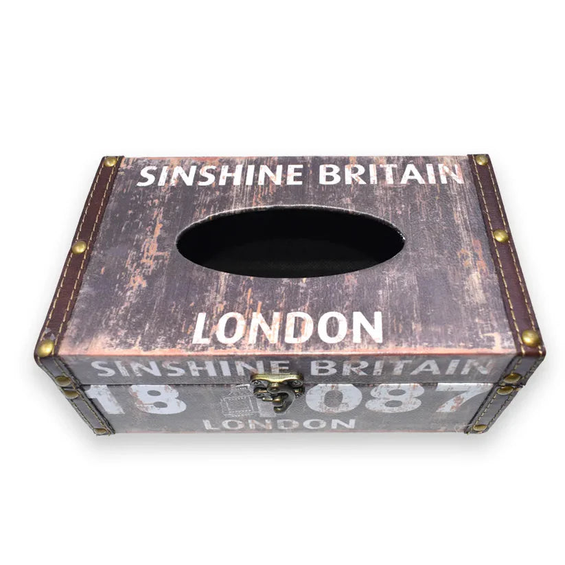 Finish Brown Printed Tissue Box Holder