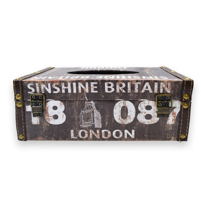 Finish Brown Printed Tissue Box Holder