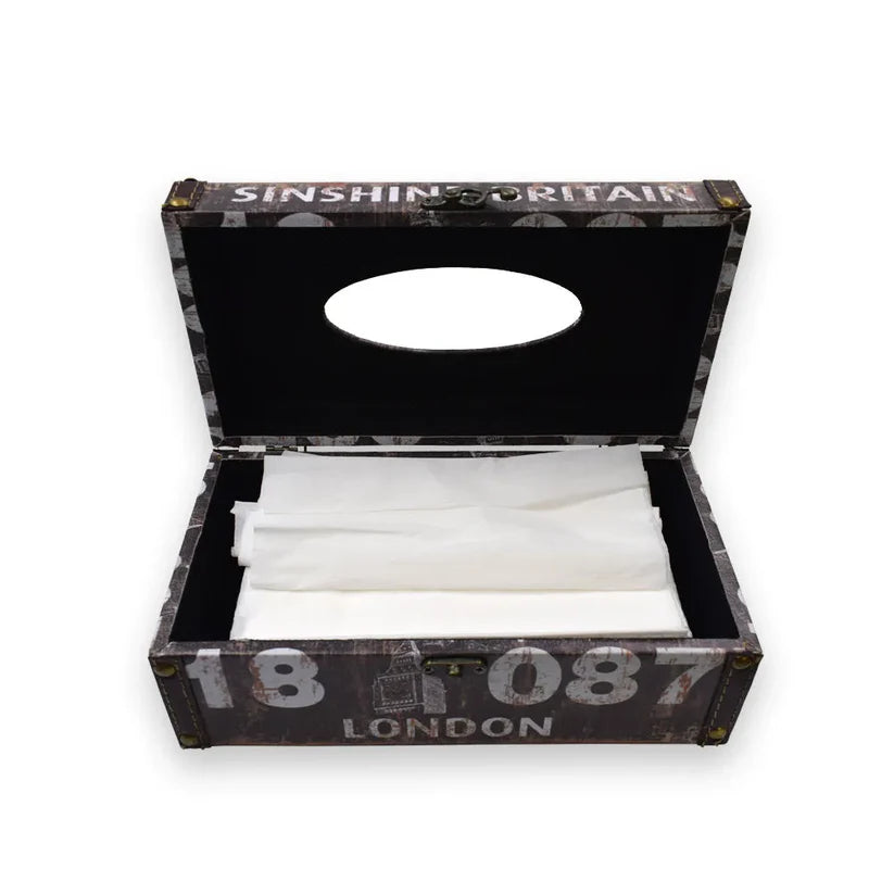 Finish Brown Printed Tissue Box Holder