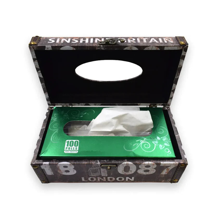 Finish Brown Printed Tissue Box Holder