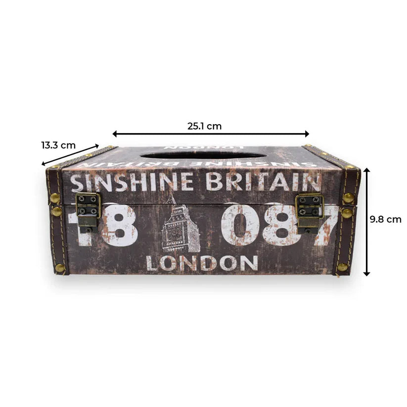 Finish Brown Printed Tissue Box Holder