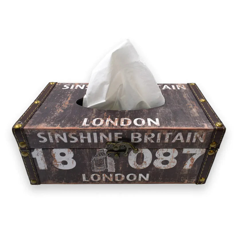 Finish Brown Printed Tissue Box Holder