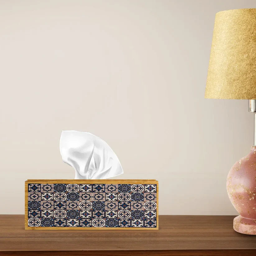 Vintage Naqsh Print Wooden Tissue Box