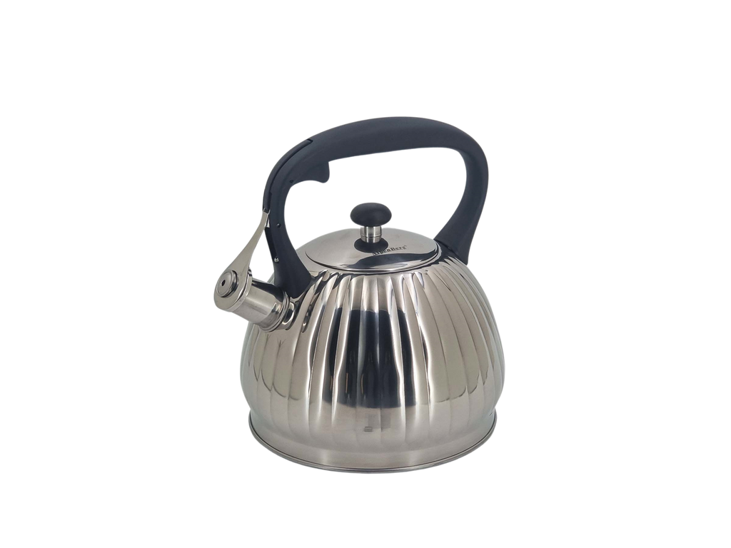 3Liter Whistling tea kettle, stainless steel teapot, polished with heat-resistant handle ALPENBURG