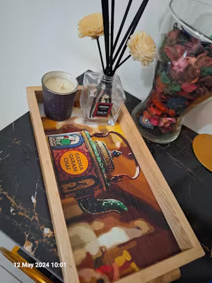 Garam Chai Kettle Art Tray Royal
