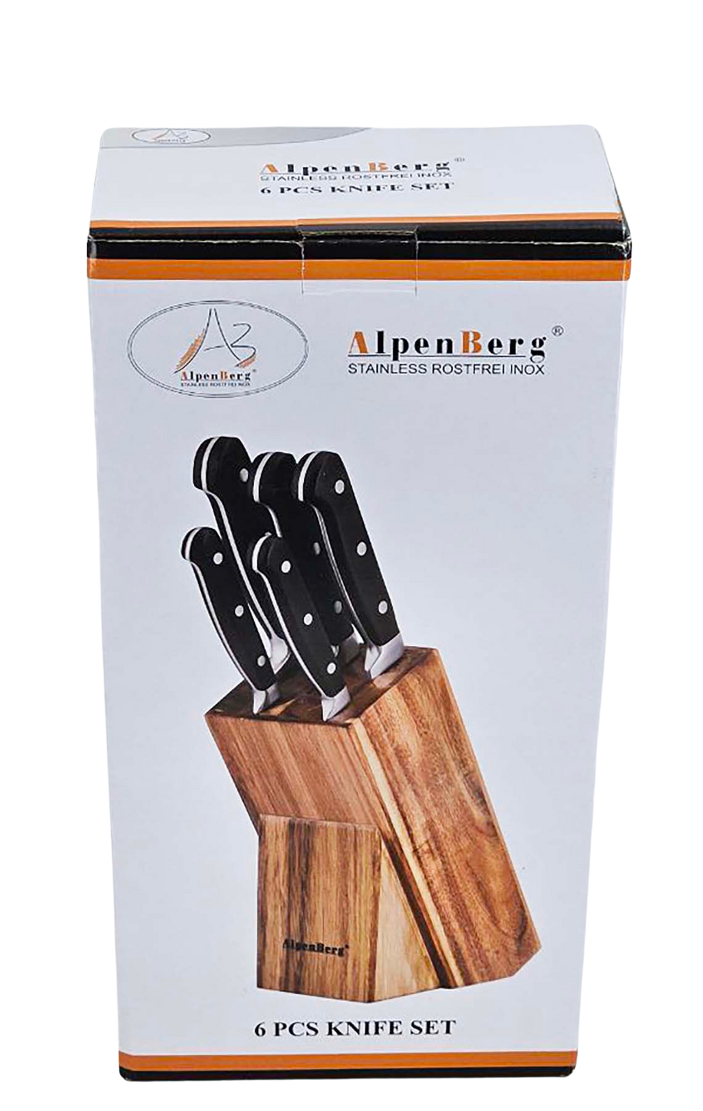 Alpenburg 6Pcs Black Knife Set With Wooden Holder
