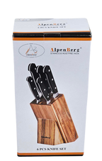 Alpenburg 6Pcs Black Knife Set With Wooden Holder