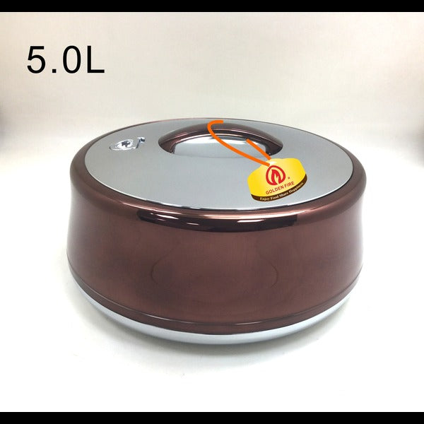 Chocolate Silver Golden Fire Round Food Warmer 3, 4, 5 & 6Ltrs - Taiwan
