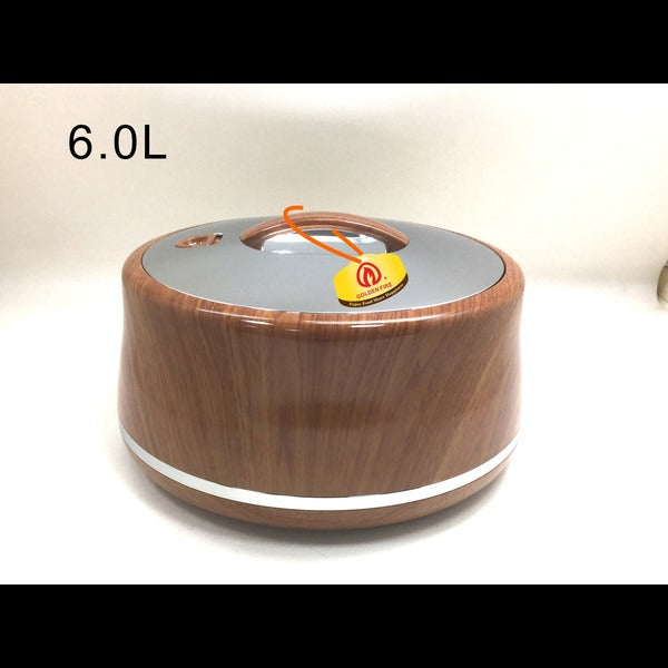 Wooden Silver Golden Fire Round Food Warmer 3, 4, 5 & 6Ltrs - Taiwan