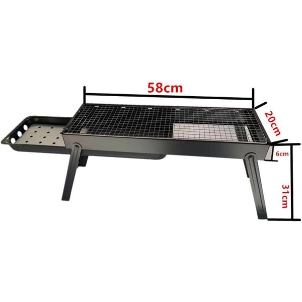 Portable Charcoal Grill with Folding Table, Ladder and Carrying Handle, Black TL-580) Griller 58x22x30 BBQ-020