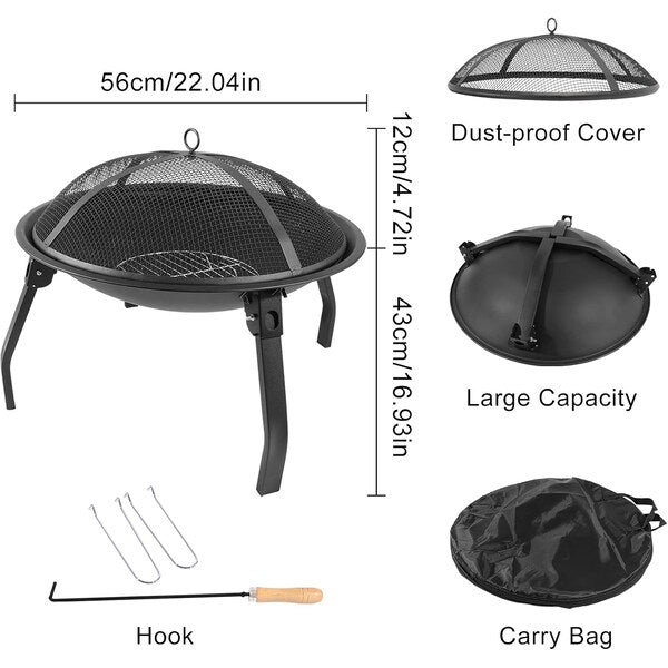 Foldable Fire Pit Outdoor Garden Patio Heater Camping Bowl BBQ Brazier with Carry bag BBQ-023
