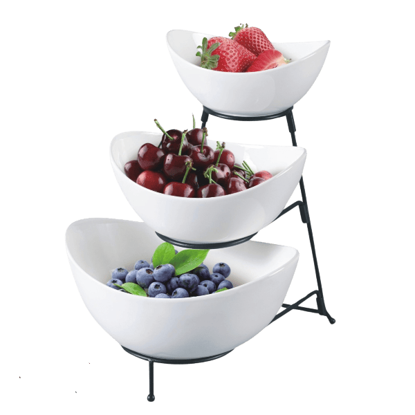 3 Tier Oval Servings Bowl Black BRILLIANT Porcelain BR0105