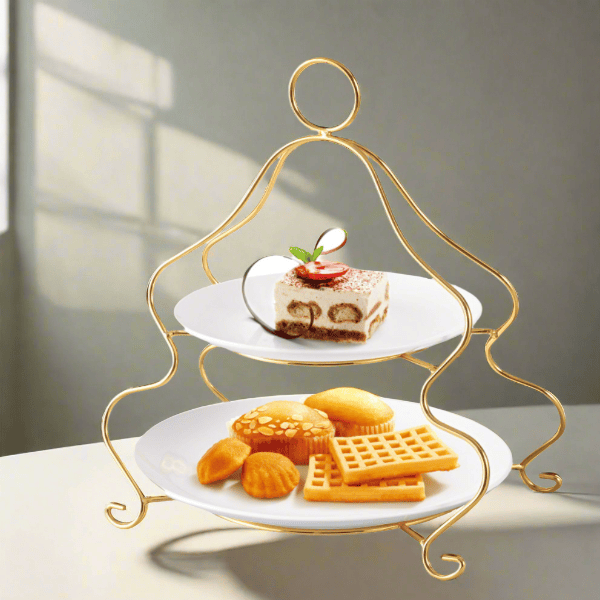 2Tier Serving Holder Golden BRILLIANT Porcelain BR0258