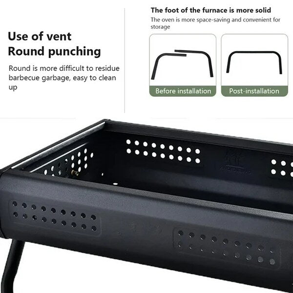 BBQ Barbecue Grill, Portable Charcoal Grill For Outdoor, Built-in Charcoal Tank Stainless Steel BBQ Tabletop Barbeque Grill With Air Vent For Courtyard Garden (CA-27) H-Basket (B) 43x29x22 HXB-17
