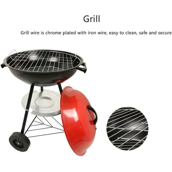 Portable Charcoal Grill 17 inch Barbecue Grill and Smoker Heat Control Round BBQ Kettle for Outdoor Picnic Patio Backyard Camping  17' (80014) Furnace 44cm HXB-2