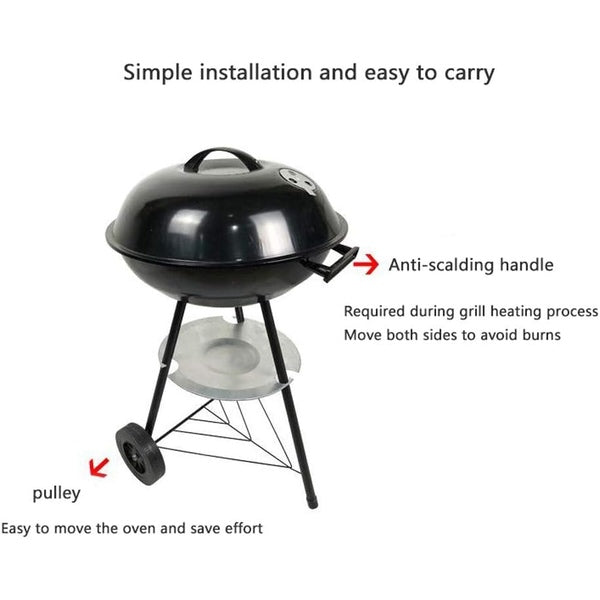 Portable Charcoal Grill 17 inch Barbecue Grill and Smoker Heat Control Round BBQ Kettle for Outdoor Picnic Patio Backyard Camping  17' (80014) Furnace 44cm HXB-2