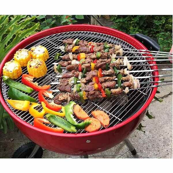 Portable Charcoal Grill 17 inch Barbecue Grill and Smoker Heat Control Round BBQ Kettle for Outdoor Picnic Patio Backyard Camping  17' (80014) Furnace 44cm HXB-2