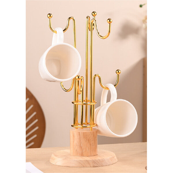 Golden Wood Mug Stand