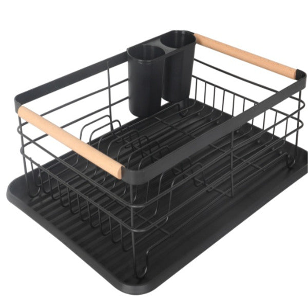 BlackWire Plate Rack Wood Handle + Spoon Holder