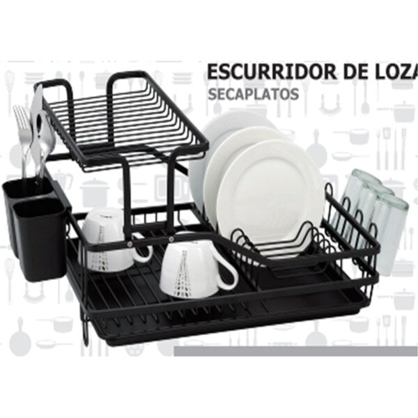 Black Plate Rack with Spoon Holder