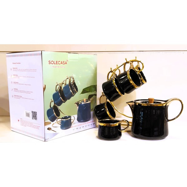 7Pcs Solecasa Tea / Coffee Set With Golden Metal Stand.