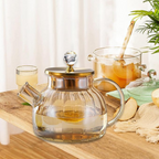 Glass Kettle with Lid,50 Ounce Glass Jug-Easy Clean and Heat Resistant Borosilicate Pitcher for Juice,Milk,Cold or Hot Beverages