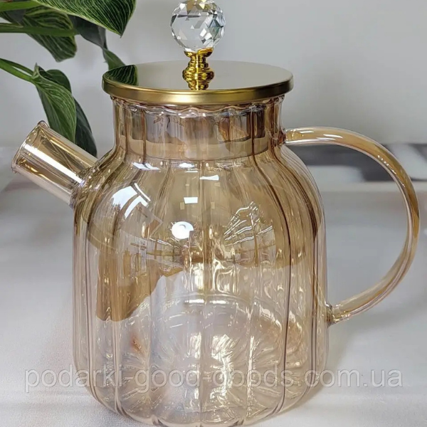 Glass Kettle with Lid,50 Ounce Glass Jug-Easy Clean and Heat Resistant Borosilicate Pitcher for Juice,Milk,Cold or Hot Beverages