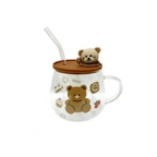 Bear Mug Transparent Glass Mug Lid & Glass Straw