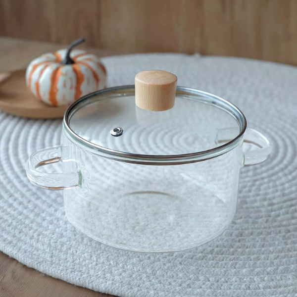 Borosilicate Glass Cookware for Gas Stove | Transparent Cooking Pot Pan