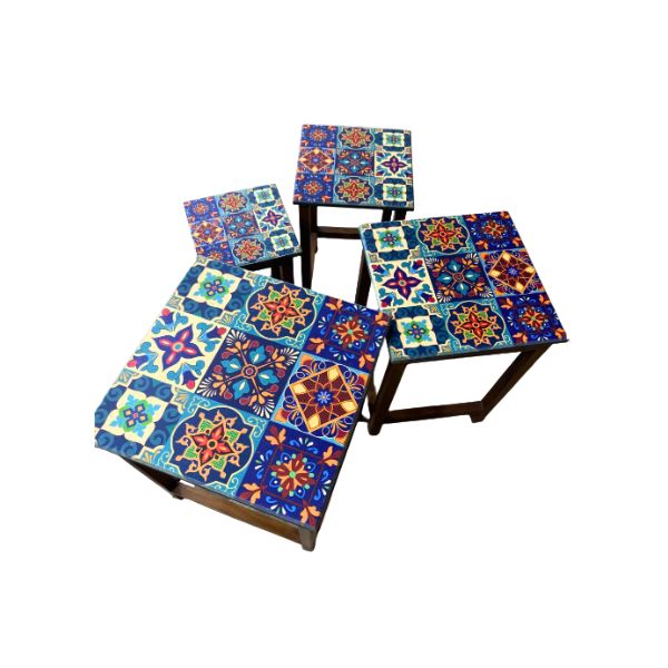 Wooden Square 4 Piece Nesting Table Set