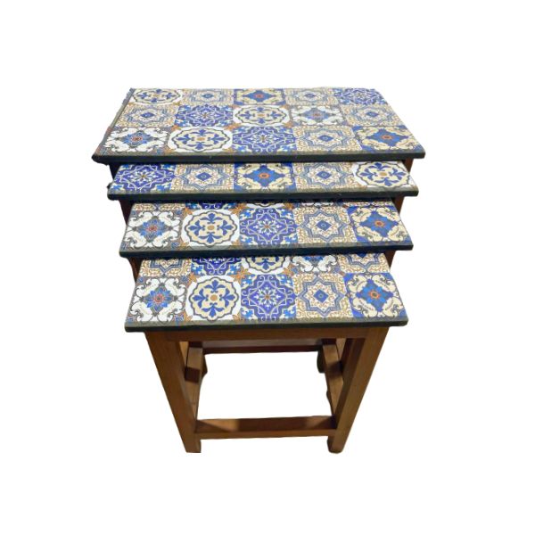 Wooden Rect 4 Piece Nesting Table Set