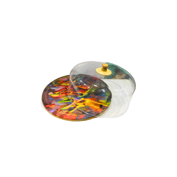 Cake Dish Wooden Platter With Acrylic Dome Small