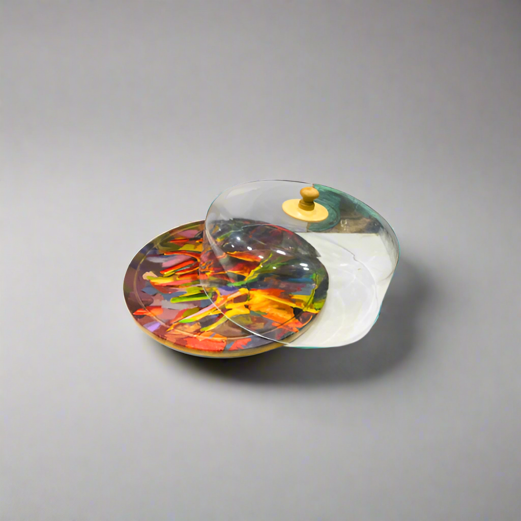 Cake Dish Wooden Platter With Acrylic Dome Large