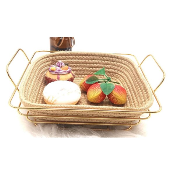 Golden Rectangular Basket  - Multiple Use
