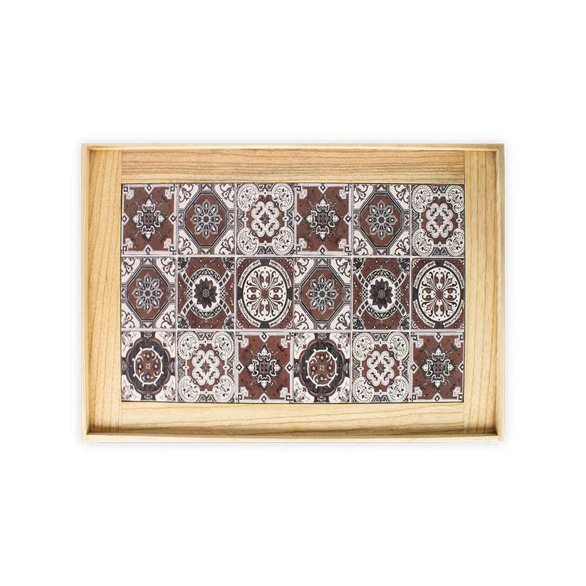 Carpet Design Wooden Serving Stand Table