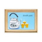 Doodh Patti Chai Art Wooden Serving Stand Table