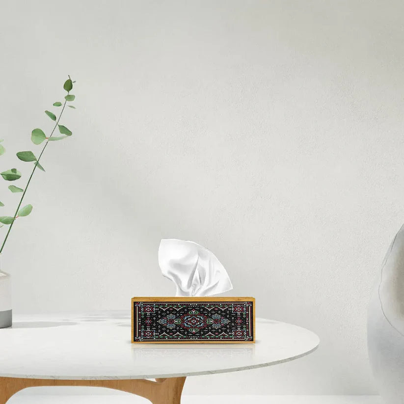 Classic Print Wooden Tissue Box