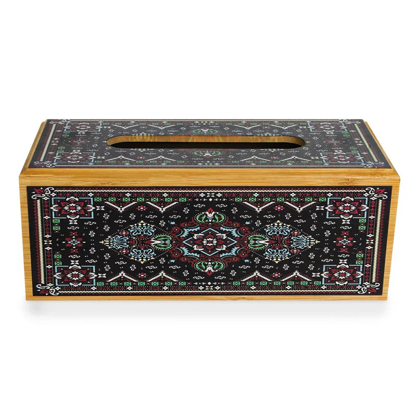 Classic Print Wooden Tissue Box