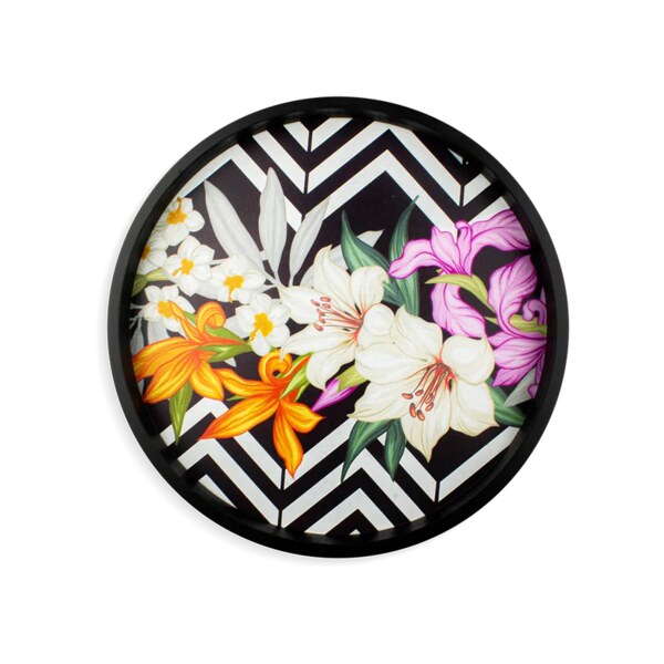 Floral Art Round Tray