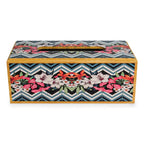 Wooden Floral Print Tissue Box