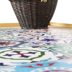 Rangoli Art Wooden Serving Stand Table