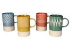 Set of 4 Stylish Ceramic Mugs – Modern Geometric Collection