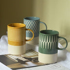 Set of 4 Stylish Ceramic Mugs – Modern Geometric Collection